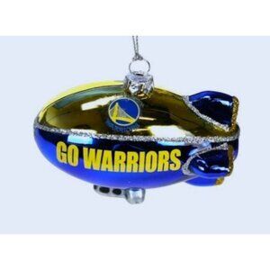 Golden State Warriors Glitter Blimp Blown Glass Ornament NBA Collectible New NBA